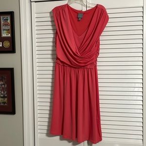 Rabbit Designs Peach colored V-neck dress size 12. 95% polyester 5% spandex